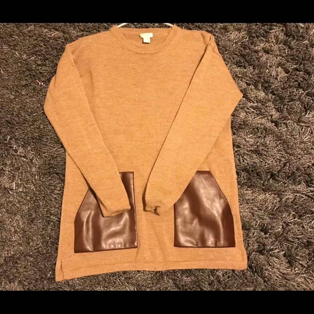 J.crew sweater with faux leather